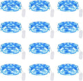 Lakumu 12-Pack Battery Operated Fairy Lights | 7FT Waterproof Silver Wire LED String Lights for Mason Jars & Party Decor - Blue