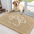 OLANLY Dog Door Mat - Absorbent Non-Slip Mud Mat for Muddy Paws | 36x24 Paw Print Design, Quick Dry Beige