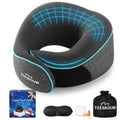 Travel Neck Pillow for Airplane -Memory Foam Travel Pillow for Long Flights/Car Sleep 360° Support Airplane Pillow, With Eye Mask & Earplugs, Portable Carry Bag | Airplane Accessories Washable Cover
