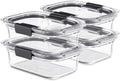 Rubbermaid Brilliance Glass Food Storage Containers - 3.2 Cup | Set of 4, BPA-Free & Leak-Proof