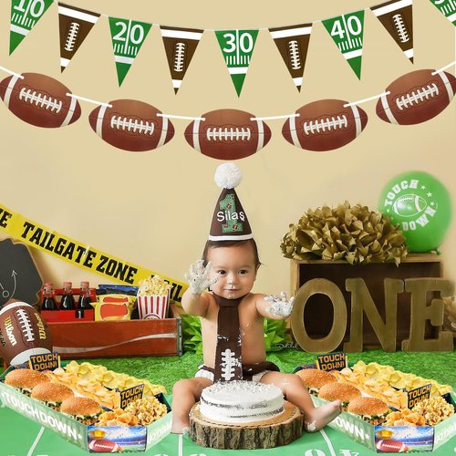 Lukinuo Football Party Banner 4Pcs American Football Pennant Banner Rugby Party Garland Football’s Triangle Banners Flags for Sports Birthday Party Game Day Tailgate Party Supplies