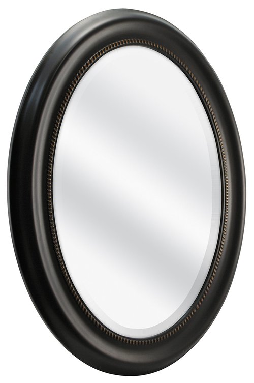 MCS 22.5x29.5 Large Wall Mirror, Bronze Oval Mirror with Beaded Detail, Vertical & Horizontal Wall Hanging Mirror for Bathroom, Bedroom & Livingroom