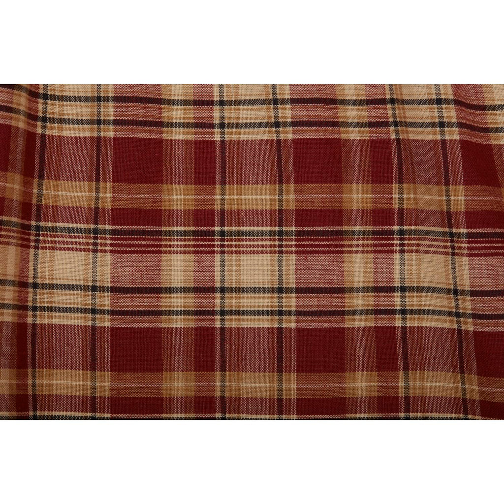 VHC Brands Beckham Plaid Cotton Rustic Split Corners Gathered Queen Bed Skirt, 60x80x16, Rust Red