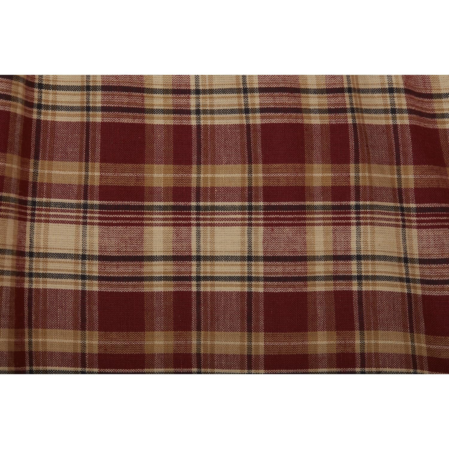 VHC Brands Beckham Plaid Cotton Rustic Split Corners Gathered Queen Bed Skirt, 60x80x16, Rust Red