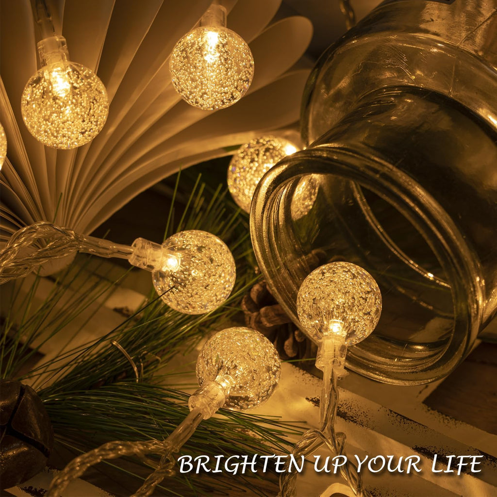 Ogrmar 100 LED Globe Ball String Lights - 49 ft Crystal Bubble Lights with Remote & Timer | Warm White Indoor Outdoor Decor
