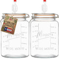 kitchentoolz 2-Pack 1-Gallon Mason Glass Fermenting Jars with Airlock Lids – Wide Mouth with Ounce & Milliliter Markings for Mead, Kombucha, Beer, Wine & Pickling