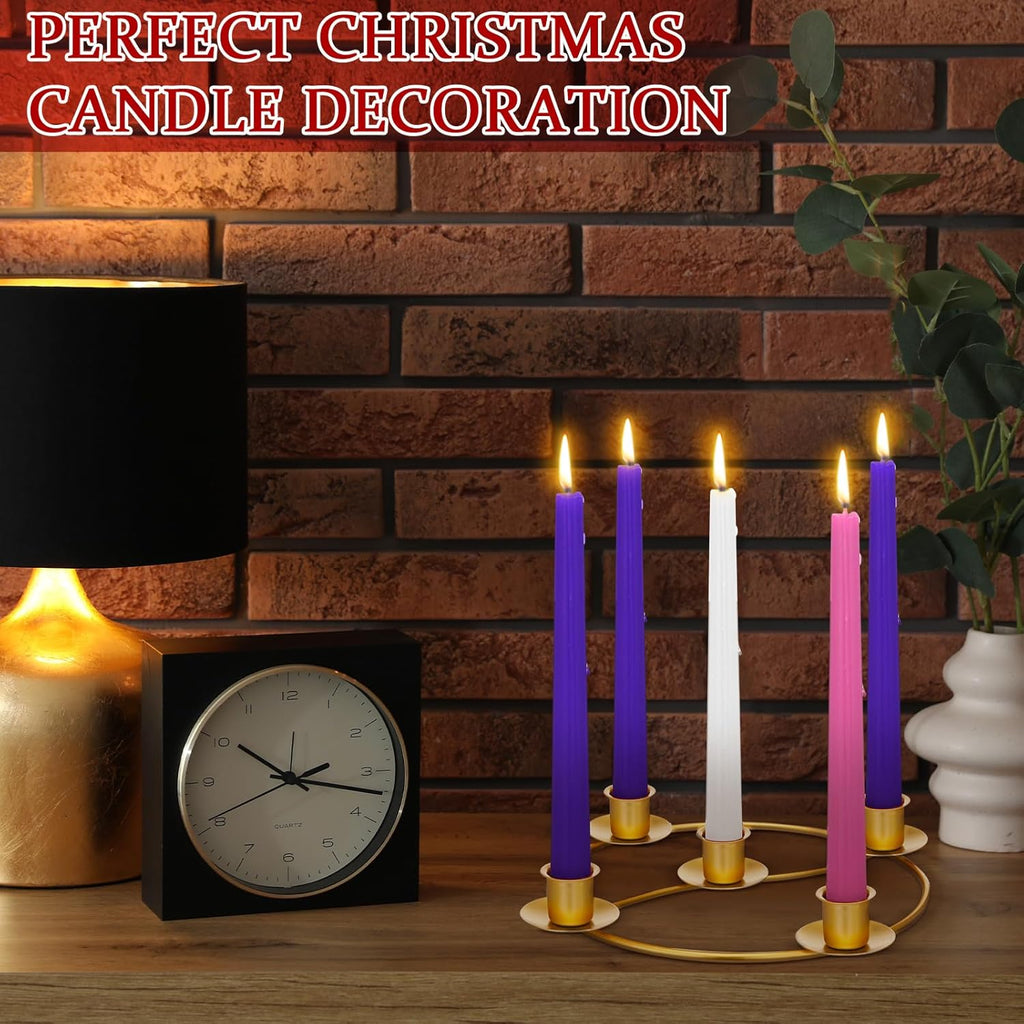 Sliner Christmas Advent Wreath Ring - 5 Candle Holder in Gold | Metal Table Decoration for Festive Centerpiece