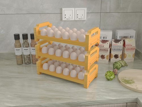 Bamboo Egg Holder Countertop - Stackable Design for Fresh Eggs, Farmhouse Egg Tray Storage Display Rack, Kitchen Counter Top Organizer Wooden Egg Stand, Fits Quail, Duck, Turkey, Chicken Eggs (Luxury)