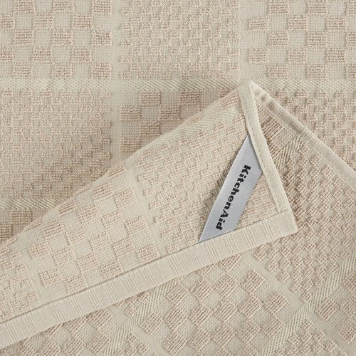 KITCHENAID Quilted Cotton Terry Cloth Oven Mitt, Pot Holder, Kitchen Towel 4-Pack Set, Heat Resistant, Silicone Grip, 16"x26", 7"x13" & 7"x10", Milkshake