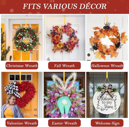 Metal Wreath Hanger 12" - Heavy Duty Over-the-Door Hook for Seasonal Decorations | Gold Finish