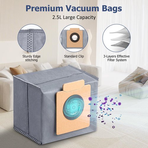 12 Pack Replacement Parts Dust Bags Mop Pads for eufy X10 Pro Omni Accessories Robot Vacuum Self-Empty Station,6 Dust Bags, 6 Mop Pads
