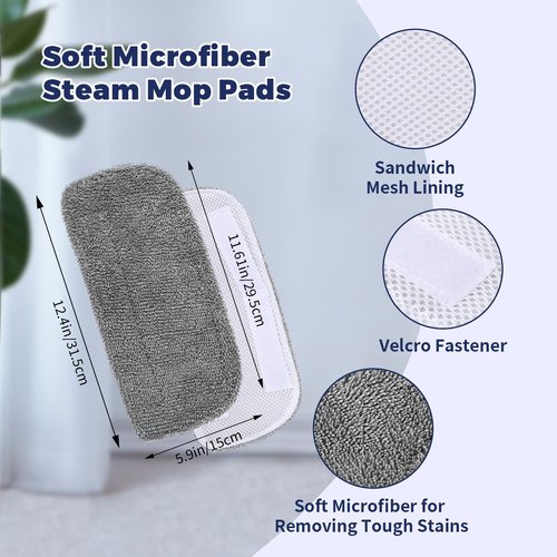 6Pack Steam Mop Replacement Pads Compatible with GorFanty Steam Mop Model GF-6610B/GF-6610, Highly Absorbent Microfiber Steam Pads Washable Reusable for Floor Cleaning