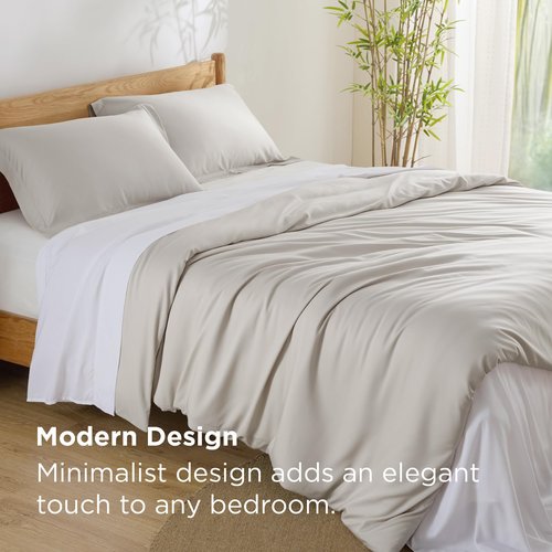 Bedsure 100% Rayon Derived from Bamboo Duvet Cover King Size - Lightweight Silky Cooling Comforter Cover Set for Hot Sleepers, Breathable & Moisture-Wicking Bedding Set, Linen