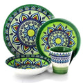 Elama's Zen Green Mozaik 16 Piece Stoneware Dinnerware Set with Service for 4 Guests