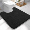 OLANLY U-Shaped Toilet Rugs - Extra Soft, Absorbent Chenille Bathroom Mat | 24x24, Quick-Dry, Non-Slip, Black