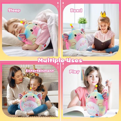 AWNOGKUE Stuffed Animal Axolotl Plush Toys 12 Inch Soft Unicorn Plushies Pillow Cute Rainbow Plushies Room Decoration Birthday Gifts for Kids Toddlers Girls and Boys (Axolotl)