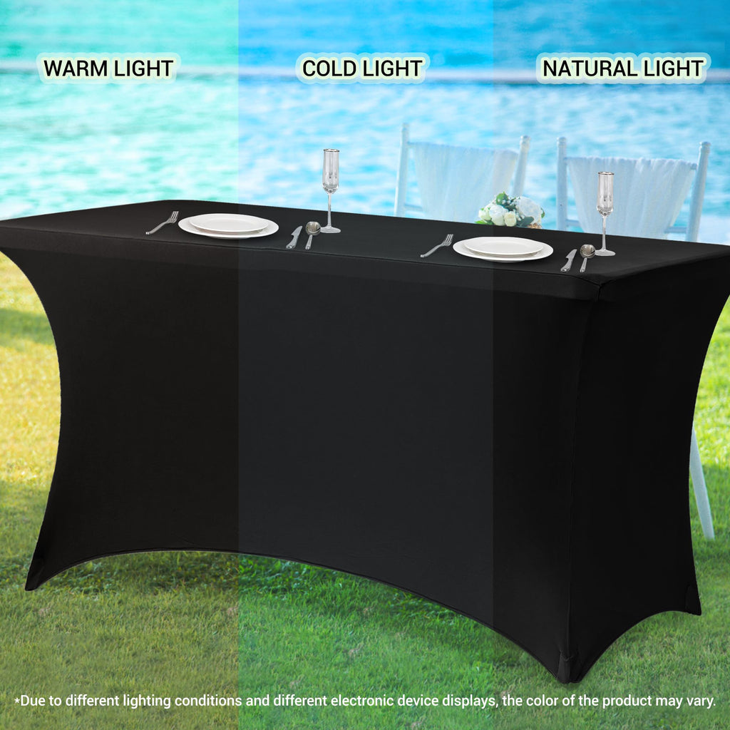 Obstal 2PC Sage Green Tablecloth - 8ft Rectangle Spandex Table Cover for Party, Events, Banquets & Weddings, Machine Washble