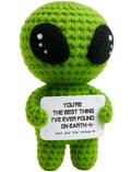 MAMAGIFTREE Funny for Men Women - Best Thing on Earth Emotional Support Alien Collectible - Romantic Birthday I Love You Gift for Boyfriend Girlfriend, Husband Wife, Unique Crochet Pocket Hug