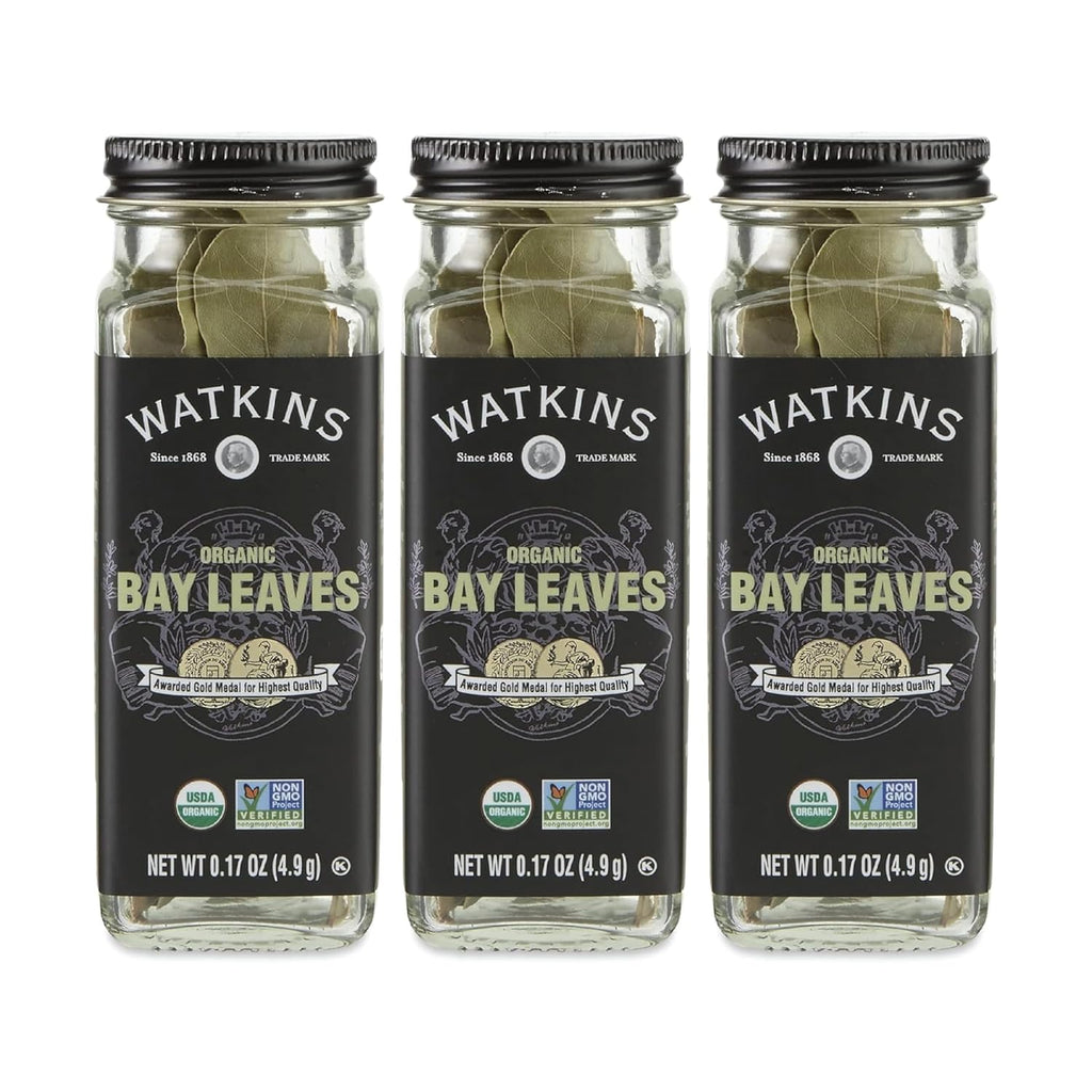 Watkins Gourmet Organic Bay Leaves Spice Jar - 0.17 Ounce, Pack of 3 | Premium Flavor Enhancer