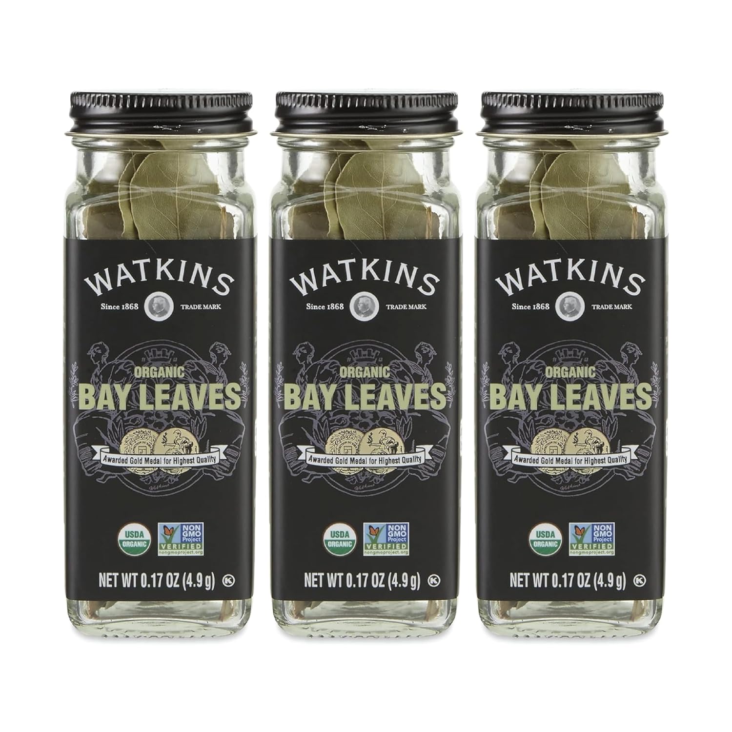 Watkins Gourmet Organic Bay Leaves Spice Jar - 0.17 Ounce, Pack of 3 | Premium Flavor Enhancer