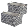 DII Laundry Storage Collection, PE Coated Collapsible Bin with Handles, Gray Lattice, Large Set, 10.5x17.5x10"