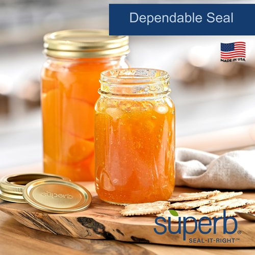 Superb Canning Lids – Wide Mouth Mason Jar Lids – Baker’s Dozen/Bulk Package of 156 Lids – Made in the USA