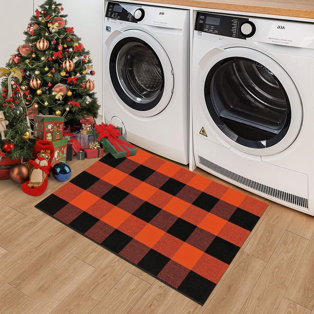 Extra Long Runner Rug Cotton Rugs 2 x 8 Washable Kitchen Runner Rug Black White Hallway Runners Rug Woven Rug Indoor Outdoor Area Carpet for Bathroom Laundry Patio Entryway Front Porch Mat