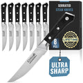 Cutluxe Steak Knives Set of 8, Serrated Steak Knives – Forged High Carbon German Steel, Full Tang, Ergonomic Handle Design – Artisan Series