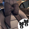 UINSUE 2PCS Chic Car Headrests with Bow-Shaped Cotton Linen Bowknot Neck Pillows for Cozy Road Trip & Cute Interior Decoration (Black)