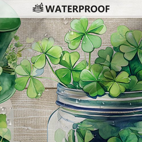 MEHOFOND 4pcs St. Patrick's Day Shower Curtain Set with Non-Slip Rugs Toilet Lid Cover and Bath Mat,Green Shamrock Clover Shower Curtain Set,Irish St Patrick's Day Home Sweet Home Bathroom Decor