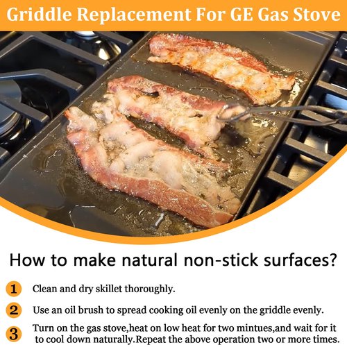 WB31X24738 Griddle Replacement for GE Gas Stove- Heavy Duty Cast Iron Center Griddle Plate for General Electric Gas Range, Replaces WB31X24998 AP5986291 PS11725 Griddle Plate Flat Top Pan