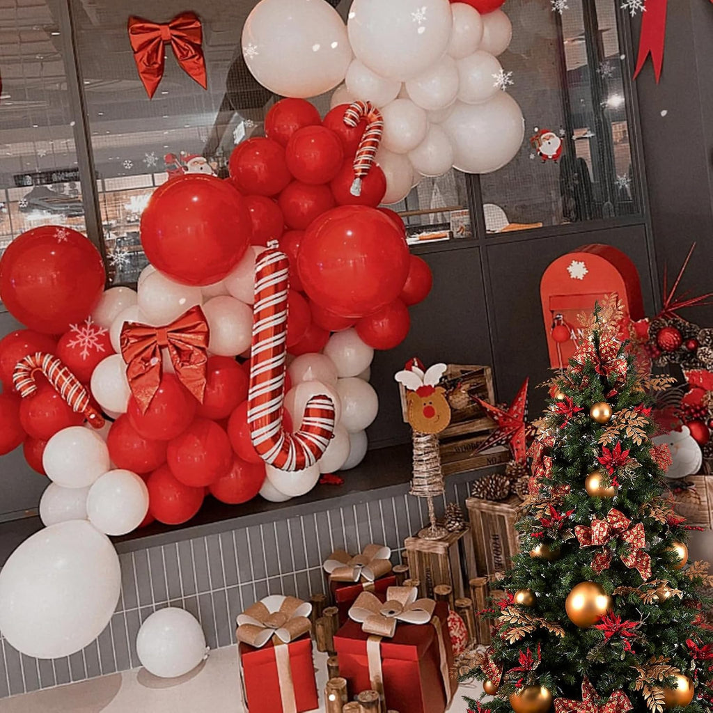 Skiennix 100pcs Red & White 12-Inch Latex Balloons - Perfect for Mother's Day, Valentine's, & Weddings