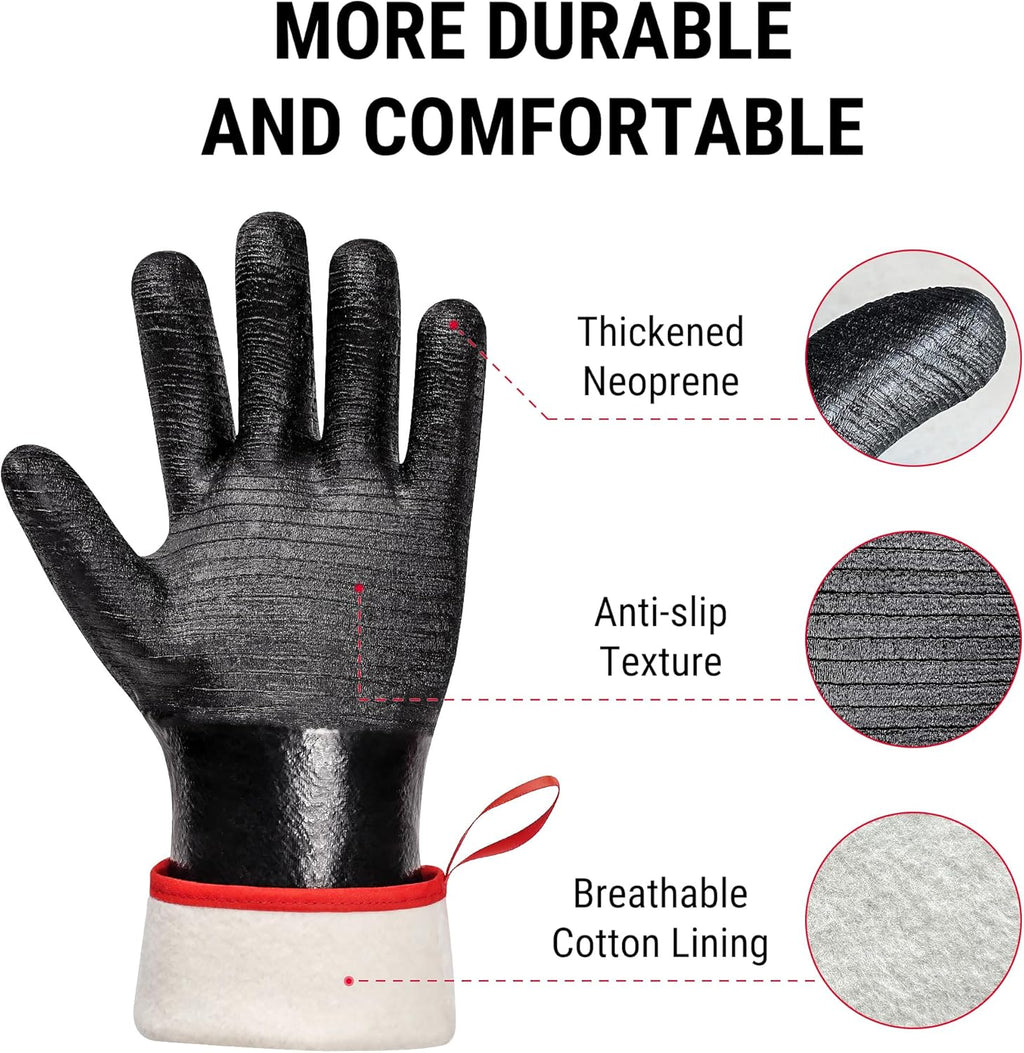 TempPro BBQ Gloves - 932°F Heat Resistant, Waterproof & Slip-Resistant Neoprene | 14" Oven Mitts for Grilling & Smoking