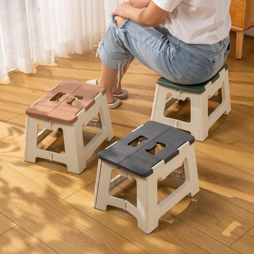M Crumt Kitty Folding Stool, 9 Inches, Non-Slip Folding Step Stool,Great for Kitchen, Bathroom, Bedroom, Kids or Adults (Khaki) (Khaki)
