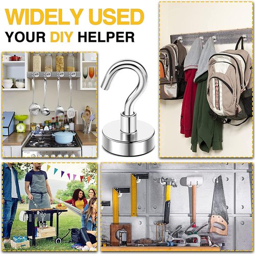 DIYMAG Magnetic Hooks - Heavy Duty 30lbs Strength | 10 Pack for Cruise Cabins, Kitchens & More