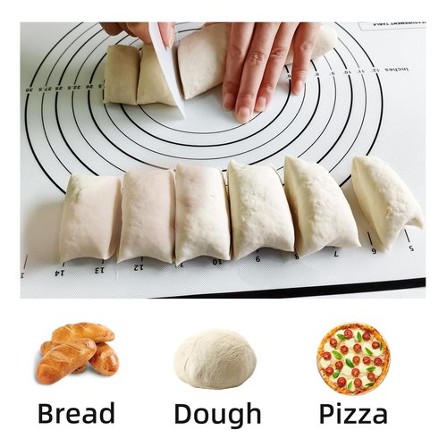 Dough Mat Silicone Baking Mats for Rolling Pastry,Kneading Sheet Sourdough Bread Baking Supplies Black 24x16" 0.45mmT
