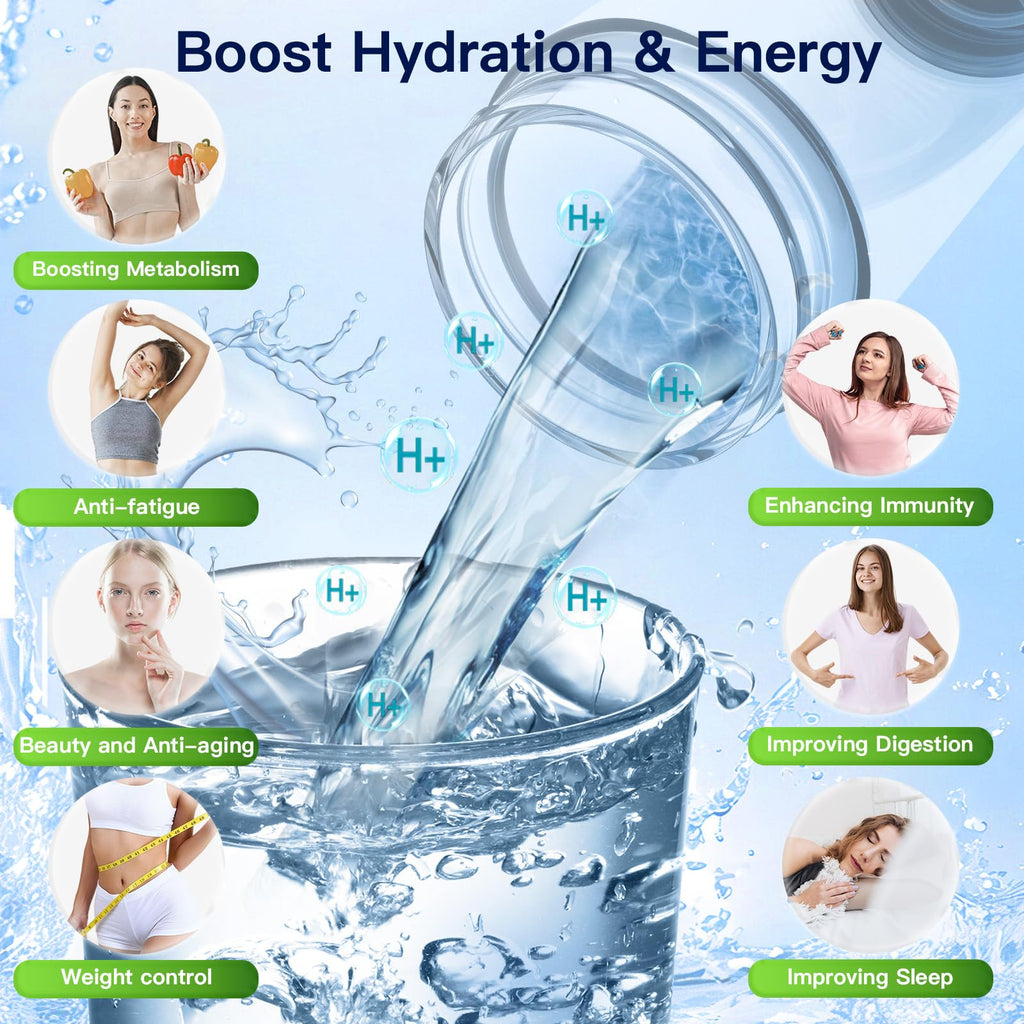 Hydrogen Water Bottle Generator, 2500ppb Portable Water Ionizer Machine with SPE/PEM Technology in 3-Minute Electrolysis, Rechargeable Hydrogen Rich Glass Cup for Home Office Travel & Fitness