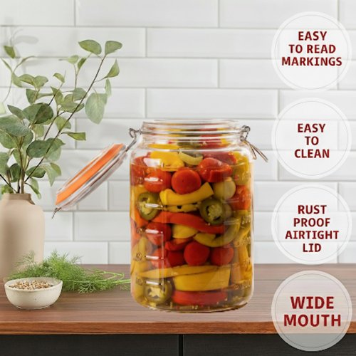 kitchentoolz 2-Pack 1-Gallon Mason Glass Fermenting Jars with Airlock Lids – Wide Mouth with Ounce & Milliliter Markings for Mead, Kombucha, Beer, Wine & Pickling