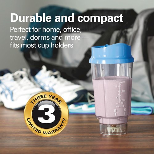 Hamilton Beach Portable Blender - 14 Oz BPA-Free Travel Cup & Lid, Durable Stainless Steel Blades, Tranquil Blue