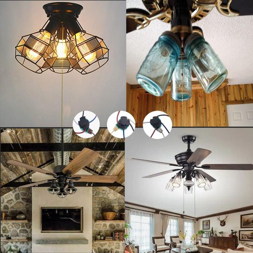 TWDRTDD Ceiling Fan Switch Zing Ear ZE-268S6,3 Speed 4 Wire Pull Chain Switch Fan Light Switch Replacement Part with 4 Pre-Installed Wires for Ceiling Fans,Wall Lamps,Cabinet Light (2 pcs Bronze)