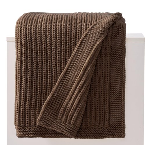 Dark Brown Chunky Knit Throw Blanket 50"x60" - Soft Cozy Thick Knitted Blanket for Couch Sofa Bed, Cute Fall Decorative Throw for Living Room