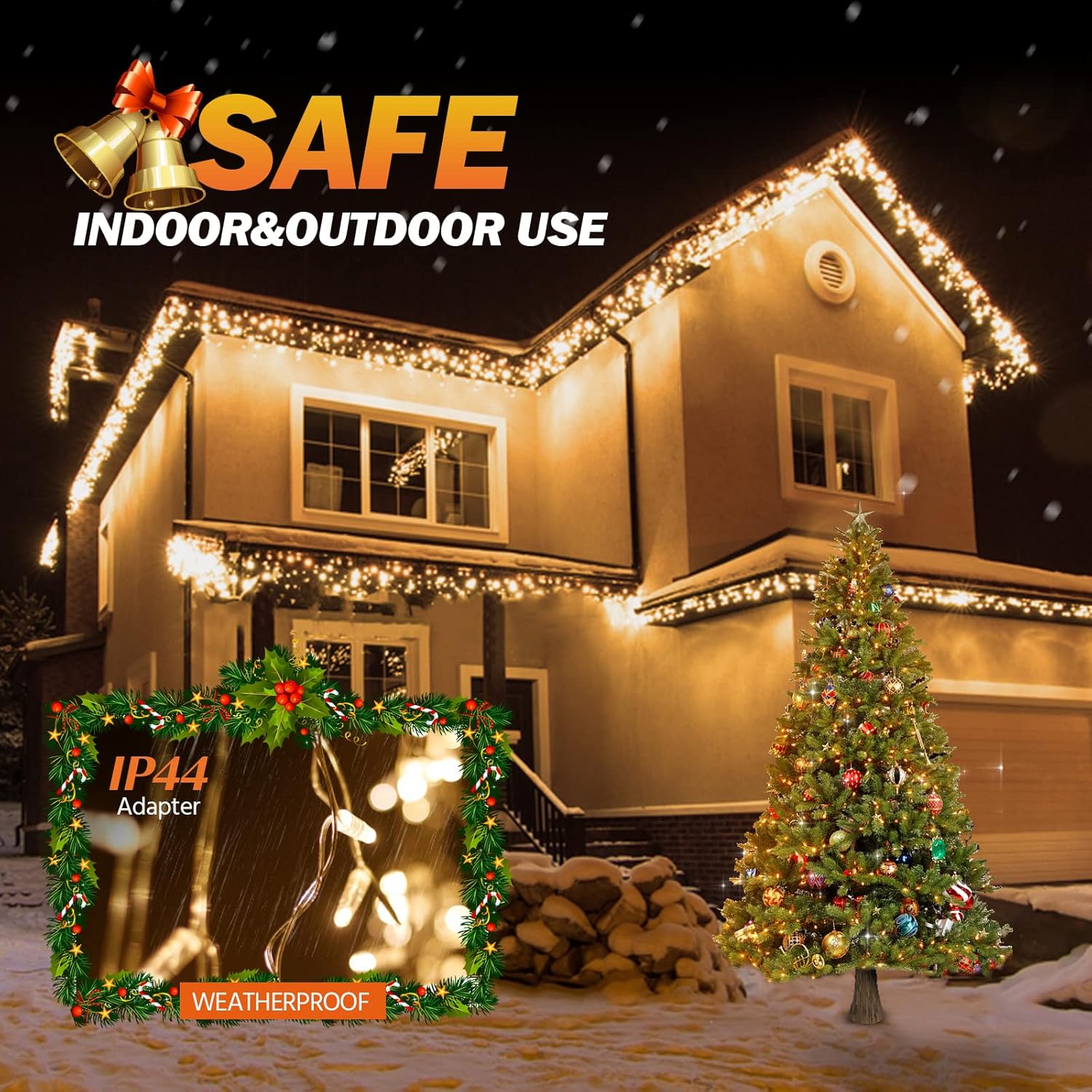 USOKYO Icicle String Lights - 480 LED 39FT with 96 Drops, 8 Modes & Timer | Warm White Fairy Lights for Outdoor & Indoor Decor