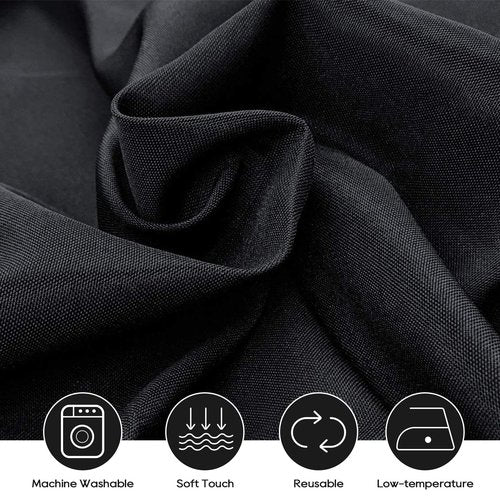 Surmente 5 Pack Black Tablecloth 90 x 132-inch Rectangular Polyester Table Cloth for Weddings, Banquets, or Restaurants