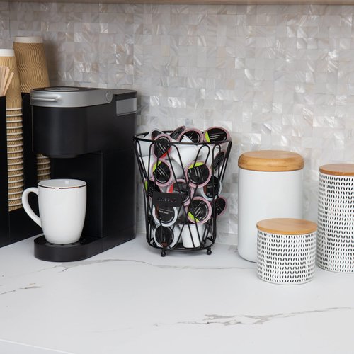 Mind Reader Single Serve Coffee Pod Storage, 30 Coffee Pod Capacity, Countertop Organizer, Metal, 7" L x 7" W x 8.5" H, Black