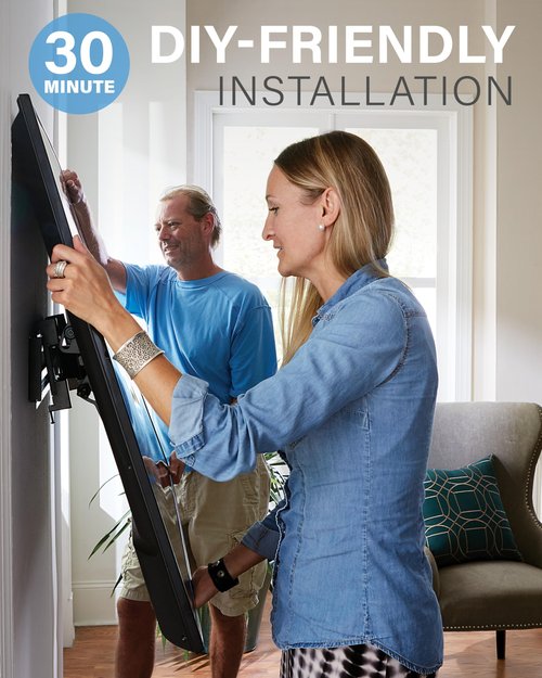 SANUS Tilting TV Mount - Universal 32 to 55 inch TV Wall Mount w/Low Profile Design - Easy DIY Install Includes Lateral Shift & All Hardware