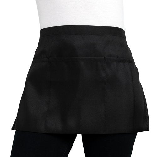 iServ 10-pack Black Waist Apron with 3 pockets (21x12 inches). Clip-on Server Apron. Restaurant Half Aprons Waitress, Waiter, Server, Bartender, Busser, Barista, Money Apron, Check Holder, Organizer