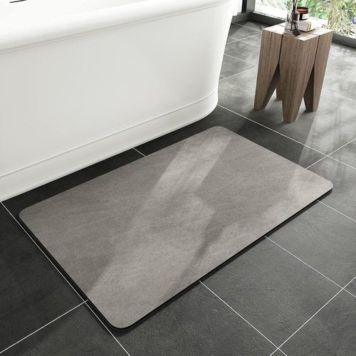 MontVoo Bath Mat - Non-Slip Rubber Backing | Quick-Dry Faux Suede - Grey 16x24" Shower Rug
