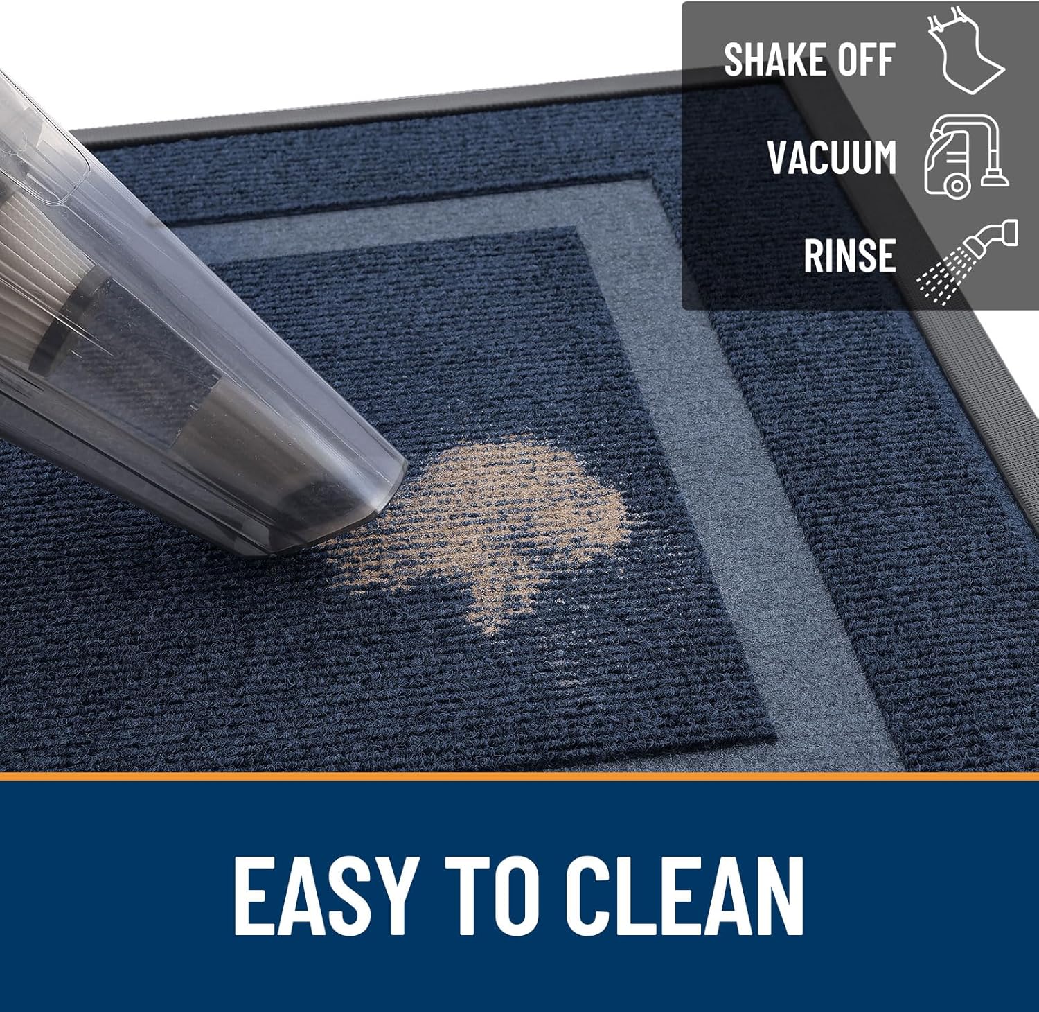 OLANLY Indoor Outdoor Front Door Mat - Waterproof All-Season Doormat, Sturdy Rubber, Easy Clean | 47x30, Blue