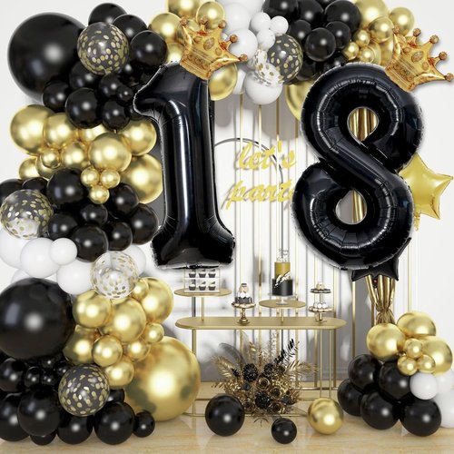 20th Birthday Foil Balloon - 40 Inch Large Black Number 20 with Gold Crown | Mylar Helium Balloon for Boys & Girls