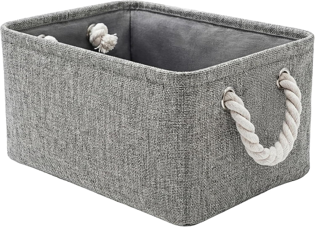 TheWarmHome Storage Bins - Grey Fabric Storage Baskets for Organizing | 11.8x7.9x5.2 Inch Closet Organizer